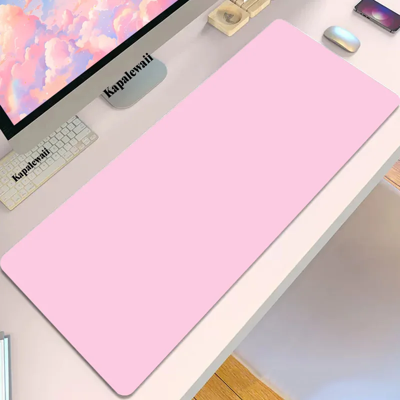 Kawaii cor-de-rosa Mouse Pad Grande tapete de rato de Cor Pura Office Mousemat Jogo de Borracha Secretária Tapete de Jogos Velocidade de Acessórios teclados XXXL